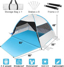 Large Easy Setup Beach Tent,Anti-UV Beach Shade Beach Canopy Tent Sun Shade with Extended Floor & 3 Mesh Roll Up Windows Fits 3-4 Person,Portable Shade Tent for Outdoor Camping Fishing by TinyTreasures Baby Boutique