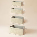 Storage Baskets Set 4 - Stackable Woven Basket Paper Rope Bin, Storage Boxes for Makeup Closet Bathroom Bedroom (Beige) by TinyTreasures Baby Boutique