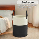 Large Woven Laundry Basket Hamper,60L Cotton Rope Storage Bin for Blankets,Toys and Clothes,Decorative Tall Nursery Hamper for Living Room,Baby Nursery,Bathroom and Bedroom,White and Black by CozyNest Decor