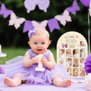 R HORSE My First Year Photo Display Wood Board - 3D Pink Purple Butterfly Baby's First Year Picture Frame, 12 Months Milestone Board Neutral Baby Keepsake Gift 1st Birthday Nursery Decor for Girl by TinyTreasures Baby Boutique