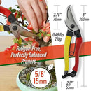 SUIZAN Bypass Pruning Shears 8” - Professional Japanese Hand Pruners Garden Scissors Gardening Tools by GreenHaven Gardens