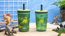 Zak Designs Dino Camo Kelso Tumbler 3pc Set, Leak-Proof Screw-On Lid with Straw, Bundle for Kids Includes Plastic and Stainless Steel Cups with Additional Sipper, 15 fluid ounces by TinyTreasures Baby Boutique