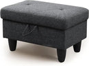 Ottoman Rectangular Storage Ottoman Bench, Flannel Footrest Stool Footstool with Lid for Living Room, Bedroom, Entryway, Black Gray, 28.5"x19"x17.5" by CozyNest Decor