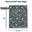 Tiny Twinkle Mess-Proof Waterproof Wet Dry Bag | 2-Pack Reusable Wet Bags for Swimsuits & Baby Clothes | Leakproof Wet Bag for Travel & Diaper Changes for Baby (Space, Ice Blue) by TinyTreasures Baby Boutique