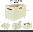 3-Pack Foldable Fabric Storage Bins with Durable PU & Metal Handles , Collapsible Storage Baskets for Shelves, Home Storage, Closet Organizers, Living Room(17"x11.8"x11.8", Beige) by CozyNest Decor