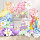 219Pcs Daisy Balloon Arch Garland Kit - Pastel Rainbow Balloons Arch Kit with Daisy Balloons,Banner,Cake Toppers,12 3D Butterfly, for Birthday Party, Baby Shower, Flower Themed Party Decorations by TinyTreasures Baby Boutique