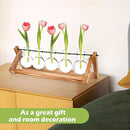 Retro Wood Stand Plant Terrarium with 5 Air Planter Bulb Glass Vases, Perfect for Home, Office, or Wedding Decor. Great Desktop Propagation Station and Plant Lover Gift for Women (5 Bulb Vase) by CozyNest Decor