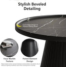 win2win Nesting Coffee Table Set of 2, Modern Coffee Table with Marble Veneer, Fluted Round Tea Table and End Table Set, Minimalist Center Tables for Living Room, Office, Black by CozyNest Decor