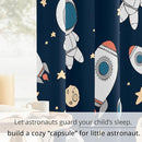 Kids Space Astronaut Planets Rockets Blackout Curtains - 100% Blackout, Thermal Insulated, Noise Reducing, for Kids Room and Nursery, 2 Panels (Astro Buddy Rockets, W52×L63) by TinyTreasures Baby Boutique
