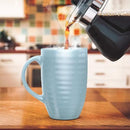 Set of 4 Oversized 20oz Tall Ceramic Latte Coffee Mugs, Gift Set for Cococa, Tea and More. With Large Handles; Dishwasher and Microwave Safe. (Blue) by CozyNest Decor