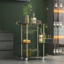 Black Bar Carts with 4-Tier Storage Shelves, Mobile Bar Serving Cart with Wine Rack and Glass Holder, for The Home, Kitchen, Living Room, Dining Room by CozyNest Decor