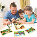 Wooden Puzzles Dinosaur Toys for Kids Ages 3-5, Set of 4 Packs with 20-Piece Wood Jigsaw Puzzles, Preschool Educational Brain Teaser Boards for Boys and Girls 3 4 5 6 Years Old by TinyTreasures Baby Boutique
