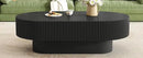43.3" Oval Fluted Coffee Table Modern Elegant Drum End Table, Minimalist Center Table 7.8" Thick Tabletop with Sturdy Base for Living Room, Bedroom, Apartment,Easy Assembly, Black by CozyNest Decor
