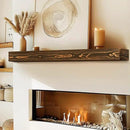 56x8x3 Fireplace Mantel - Handcrafted Hollow Rustic Solid Wood Wall Mounted Floating Shelf with Invisible Heavy Duty Wood Bracket (Weathered Brown) by CozyNest Decor