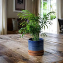 6 Inch Plant Pots, Ceramic Planter Pot with Drainage Hole & Saucer, Indoor/Outdoor Cylinder Round Planter Pot, Aqua Blue & Terracotta Red by GreenHaven Gardens