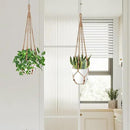 Jute Macrame Plant Hanger Indoor Set of 2 Hanging Planter Basket Flower Pot Holder with Decorative Wood Beads & No Tassels for Indoor Outdoor Boho Home Decor, 35 Inch Brown (Pots Not Included) by GreenHaven Gardens