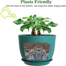12/10/9 Large Modern Plant Pots, Plastic Planters with Drainage Holes and Saucers for Indoor Outdoor Plants Flowers, Malachite Green by GreenHaven Gardens