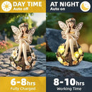 Solar Fairy Statue Sitting on The Flower Ball Light 6.8" Angel Statues for Garden Yard Patio Porch Lawn Decor Resin Fairy Figurine Outdoor Waterproof Angel Gifts for Women Mom Sister by GreenHaven Gardens