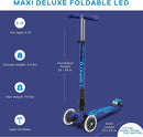 Micro Kickboard - Maxi Deluxe Foldable LED - Three Wheeled, Lean-to-Steer, Fold-to-Carry Swiss-Designed Micro Scooter for Kids with Motion-Activated Light-Up Wheels for Ages 5-12 by TinyTreasures Baby Boutique