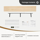 Fun Memories 48 Inch Floating Shelves for Wall, Deep Rustic Solid Pine Wood Floating Shelf - Farmhouse Wall Mounted Display Shelf with Heavy-Duty Metal Bracket, 48" W x 8" D, Set of 1, Unfinished by CozyNest Decor