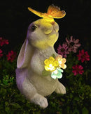 YODY Solar Garden Statues Outdoor Decor- Yard Decorations for Patio, Balcony, Backyard, Lawn Ornaments - Rabbit Figurines with LED Light- Unique Birthday House Warming Gifts for Women, Mom, Grandma by CozyNest Decor
