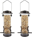 MIXXIDEA Wild Bird Feeders for Outdoors Hanging 2 Pack Stainless Steel Tube Bird Feeder, Water Resistant Finch Bird Feeder for Garden Backyard Decoration Attractive Metal Thistle Feeder (Coffee) by GreenHaven Gardens