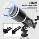Telescope for Adults & Beginner Astronomers - 80mm Aperture 600mm Fully Multi-Coated High Transmission Coatings with AZ Mount Tripod Phone Adapter, Carrying Bag, Wireless Control. by TinyTreasures Baby Boutique