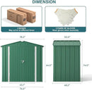 Gizoon Outdoor Storage Shed 6 x 4 FT, Galvanized Metal Garden Shed with Double Lockable Doors, Outdoor Storage Clearance for Backyard Patio Lawn-Green by GreenHaven Gardens