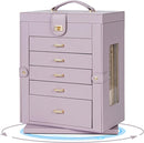 AKOZLIN 360° Rotating Jewelry Box 6-Tier Organizer Functional Jewelry Storage Case for Women Girls Ring Necklace Earring Bracelet Holder with Mirror Purple by TinyTreasures Baby Boutique