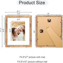 8x10 Picture Frame Set of 4, 8 x 10 Wood Photo Frames with Mat for 5x7, Natural Wooden Frame with Real Glass Cover for Wall and Tabletop Display,Brown by CozyNest Decor
