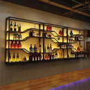 105in Large Wall Mounted Wine Rack with LED Light, 5-Tiers Liquor Bottles Display Shelf with Glasses Holder, Metal Home Bar Shelves with Iron Frame for Kitchen Dining Room (Black, 105in/8.72ft) by CozyNest Decor
