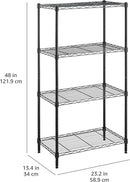 Amazon Basics 4-Shelf Steel Wire Storage Rack, Adjustable, Sturdy, Easy Assembly, 13.4 D x 23.2 W x 48 H in, Black by CozyNest Decor