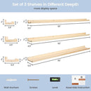 Pine Wood Nursery Book Shelves 3 Pack, Floating Ledge Shelves for Kids' Room, Bedroom, Bathroom, Long Floating Shelves for Wall, Natural by TinyTreasures Baby Boutique