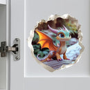 Baby Dragon 3D Wall Decal – Cute Fantasy Sticker with Torn Wall Effect – 4.7W x 4.5H inches by TinyTreasures Baby Boutique