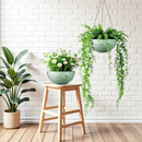 Marble Pattern 10 Inch Hanging Planter for Indoor Outdoor Plants, 2 Pack Hanging Planter Basket for Garden Home Decor Use (Green) by GreenHaven Gardens