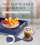 Coffee Table Tray - Large Ottoman Tray for Living Room - Wood Serving Tray with Handles(2 Sets) - Wooden Trays for Coffee Tables, 4 Round Coasters Included, Deep Blue by CozyNest Decor