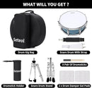 Snare Drum Set, 14" x 5.5" Marching Snare Drum with Stand & Storage Padded Bag + Silent Mute Pad + Drums Sticks + Drumstick Holder + Drums Key + Damper Gels for Adults Kids Beginners (Blue) by TinyTreasures Baby Boutique