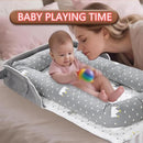 Baby Lounger for Newborn Portable Bag,Baby Nest Play Gym mat with Strap,Newborn Lounger Adjustable Size & Inner Zipper Lengthen Space to 24 Months(Letter Gray) by TinyTreasures Baby Boutique