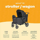 Larktale Adjustable Stroller, 2 Seater Kids Wagon, 120 Pound Capacity, Sprout V2, Black by TinyTreasures Baby Boutique