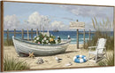 amatop Giant Framed Beach Wall Art Large Nautical Seaside Canvas Print Flower Boat Ocean Horizontal Landscape Picture Sea Birds Artwork for Coastal Farmhouse Living Room Bedroom Office Decor 58×29 Inch by CozyNest Decor