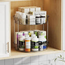 LAMU 12 inch 2 Tier Lazy Susan Turntable Organizer Rotating Spice Rack Organization for Cabinet, Kitchen, Pantry, Countertop, Bathroom, Vanity, Medicine Cabinet Organizer, Grey by CozyNest Decor
