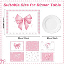 Pink Bow Plastic Place Set of 6 Cute Coquette Butterfly Bowknot Dinner Table Mats Pink Ribbon Bow Mats Wedding Baby Shower Birthday Table Decoration for Indoor Outdoor Party Kitchen Dining by CozyNest Decor