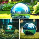 12 Inch Stainless Steel Gazing Globe,v2croft Hollow Ball Mirrored Surface Polished Shiny Sphere,Garden Stainless Steel Gazing Ball for Outdoor Lawn Pond Yard Ornament (Light Blue) by GreenHaven Gardens