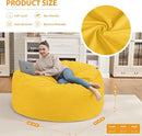 4FT Bean Bag Chair, Large Bean Bag Chairs with Memory Foam Filled, Fluffy Beanbag Sofa with Dutch Velvet Cover, Round BeanBag Chairs for Living Room, Playroom - Lemon by TinyTreasures Baby Boutique