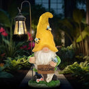12.6'' Solar Garden Gnomes Outdoor Statues with Lantern, Welcome Gnome Garden Outdoor Decor Gift Waterproof Decoration for Patio, Balcony, Yard Ornament - Unique Housewarming Gifts by GreenHaven Gardens