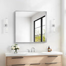 Silver Bathroom Mirror, 30x30 Inch Rectangular Framed Mirror, Large Wall Mounted Bathroom Vanity Mirror Over Sink for Bedroom,Restroom, Living Room, Hangs Vertically or Horizontally by CozyNest Decor