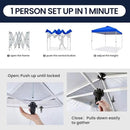 Shades 10x10 Pop Up Canopy with One Push Setup,Heavy Duty Beach Tent with Wheels for Easy Moving, Sun Shelter for Parties,Events, Outdoor Gazebo with 420D Coated Waterproof Blue Fabric by GreenHaven Gardens