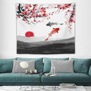 Houselerax Japanese Koi Fish Tapestries, Cherry Blossoms Asian Oriental Flower Branch Koi Fish Carp Tapestry Wall Hanging for Bedroom Living Room Office Decor 60"x50" by CozyNest Decor