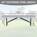 48" L Outdoor Steel Flat Bench, Heavy Duty Metal Park Bench for Outside, Expanded Metal, Commercial Benches Mesh Bench for Shopping Mall, Store, Lawn, Park, Patio, Deck, Garden (Grey, 6FT) by GreenHaven Gardens