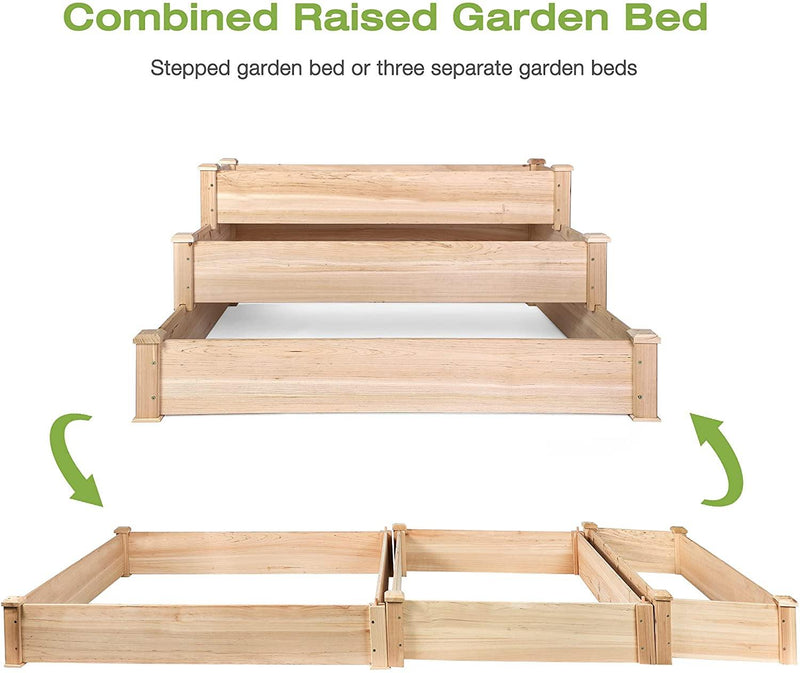 Wooden Raised Vegetable Garden Bed 3 Tier Elevated Planter Kit Outdoor Gardening